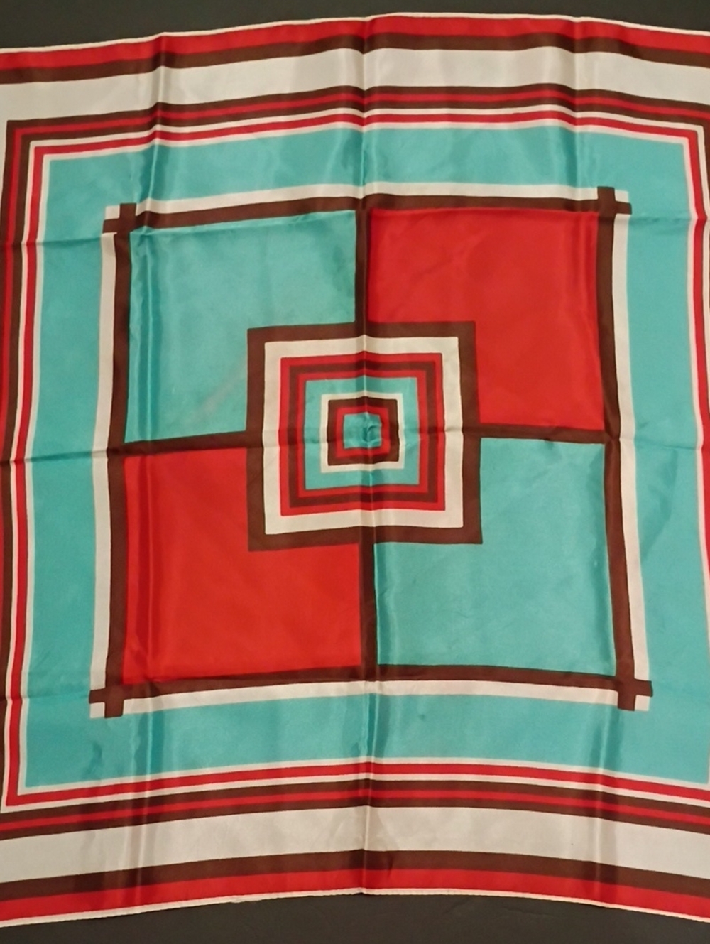 Colorblock Decorative Scarf - Turquoise & Red Made In Italy Estate